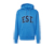 Hoodie, blau - Blau mit schwarz/weißem Schriftzug