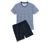 Shorty-Pyjama blau-dunkelblau - blau-dunkelblau