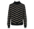 Gestreifter Strickpullover mit Stehkragen, schwarz