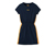 Jerseykleid, blau - Dunkelblau mit gelben Streifen