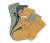 5 Paar Kinder-Socken, grün/gelb - 1x salbei mit Hundedessin, 1x dunkelgrün mit Hundedessin, 1x currygelb mit Hundedessin, 1x dunkelgrün-salbeigrün-currygelbes Colorblocking-Design, 1x currygelb