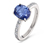 Ring, 925 Silber rhodiniert, mit blauem Kristall und Zirkonia