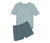 Shorty-Pyjama, Shorts mit Alloverprint - Oberteil aqua, Shorts petrol mit aquafarbenem Alloverprint