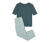 Pyjama, Hose mit Alloverprint - Oberteil petrol, Hose aqua mit Alloverprint