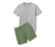 Shorty-Pyjama, olivgrün/grau - olivgrün/grau