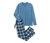 Pyjama mit Flanellhose, mittelblau kariert