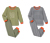2 Kleinkinder-Pyjamas, blau gestreift und olivgrün