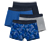 4 Slipboxer, blau, Alloverprint und grau