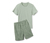 Shorty-Pyjama mit gewebter Hose