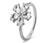 Ring, rhodiniert, mit Blüte aus Glaskristallen