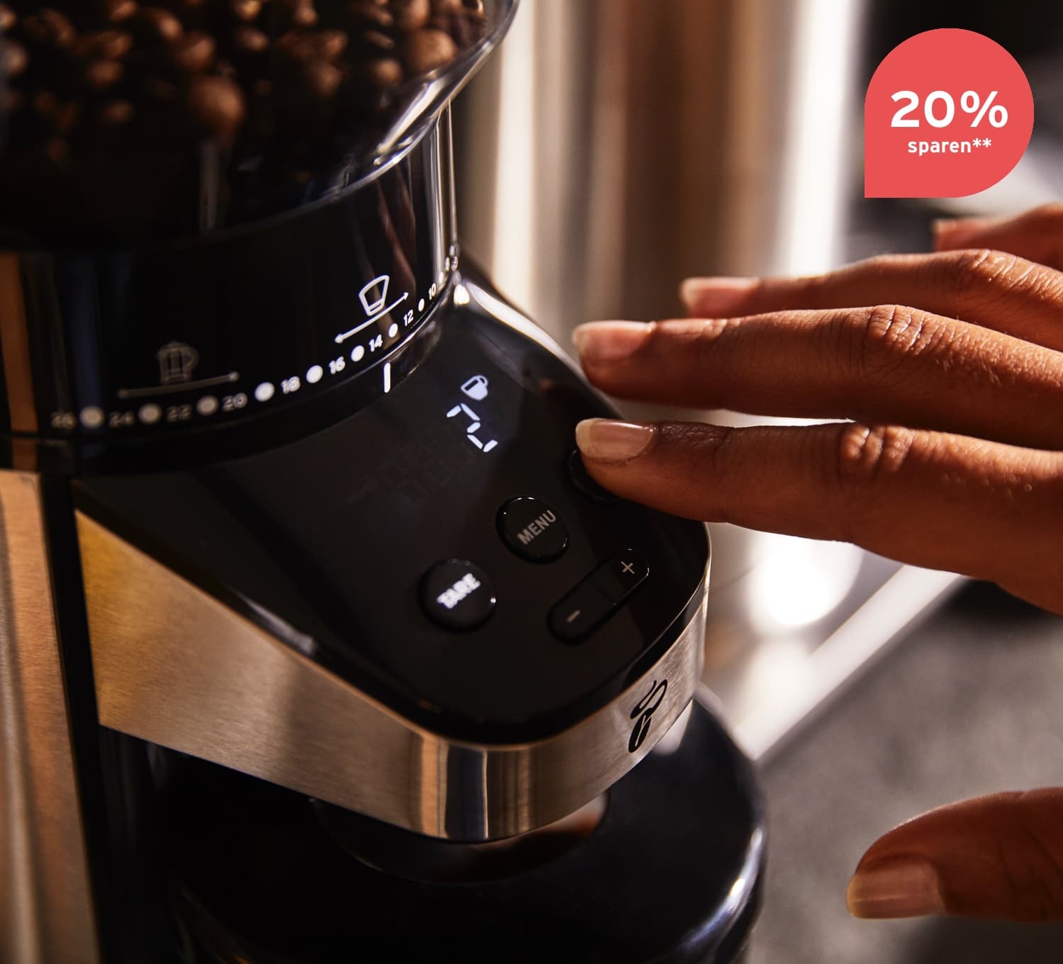 Einstellen einer elektrischen Kaffeemühle