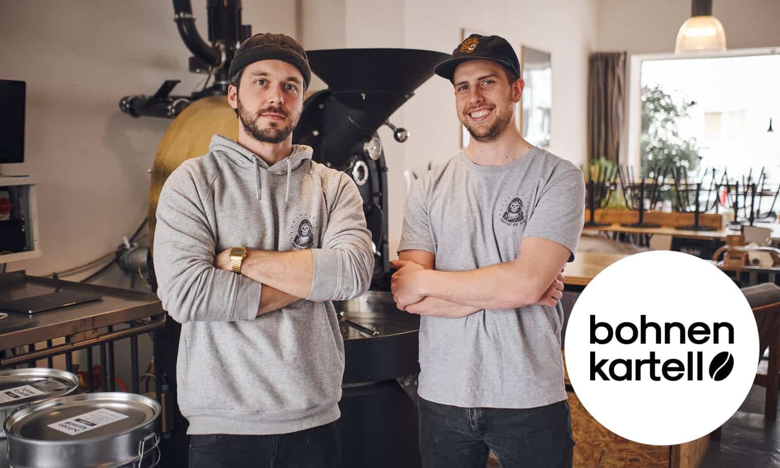 Das Team und Logo der Rösterei Bohnenkartell