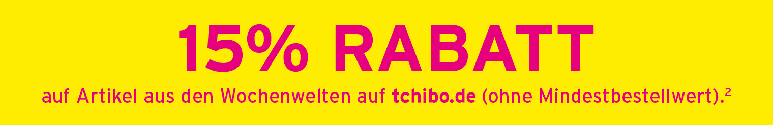 15% Rabatt ohne Mindestbestellwert