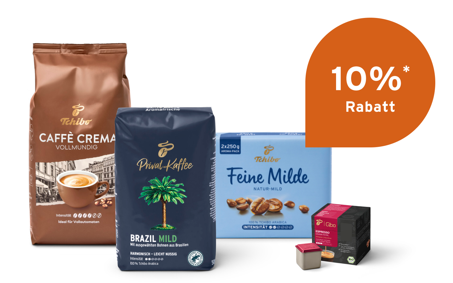 Verschiedene Kaffees stehen nebeneinander