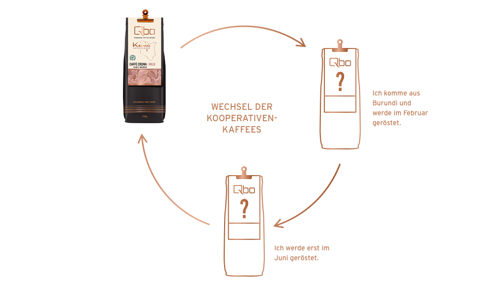 Kreislauf des Kooperativenwechsels bei den Qbo Premium Coffee Beans