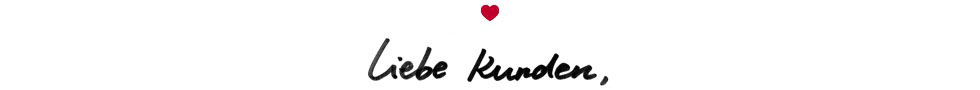 Liebe Kunden in Handschrift mit Herz