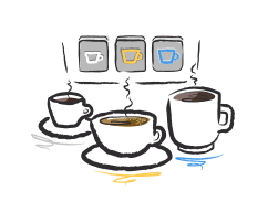 Ilustration des Cafissimo Drei-Druck-Brühsystem
