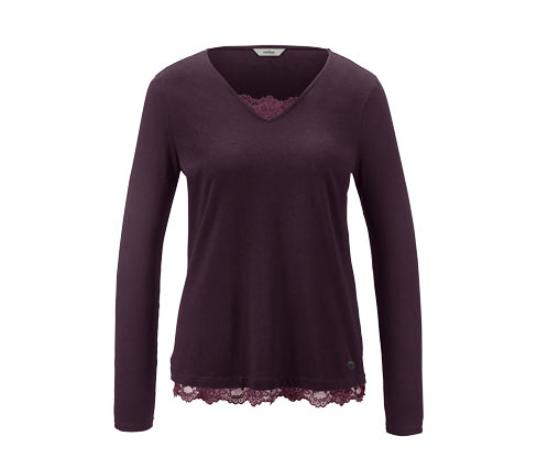 Langarmshirt mit V-Ausschnitt