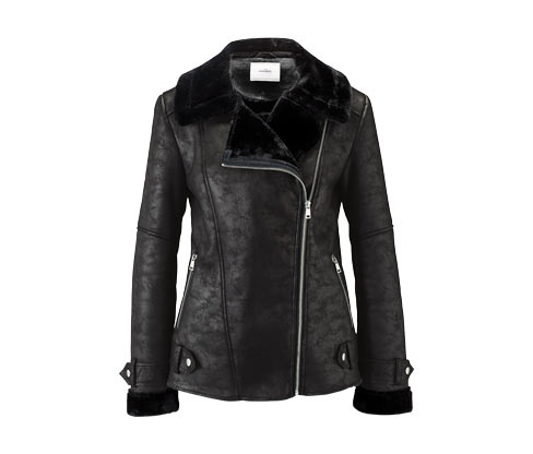 Bikerjacke mit Kunstpelz