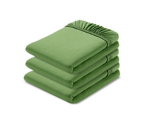 Organik Pamuklu Lastikli Jersey Çarşaf, 90x190 - 100x200 cm, Yeşil