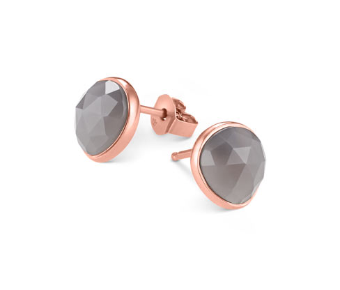 Clous d’oreilles en argent, plaqués or rose avec pierre précieuse