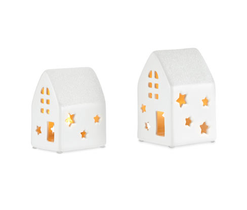 Ceramiczne domki LED, 2 sztuki