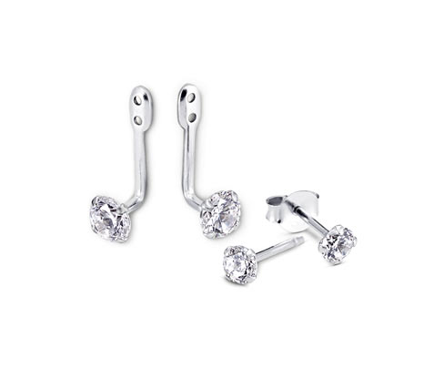 Clous d’oreilles en argent « Ear Jacket » avec des zircones