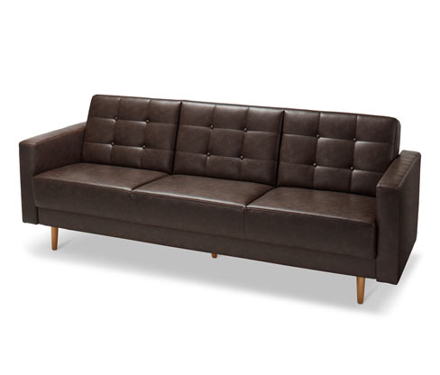 Federkern-Schlafsofa in Leder-Optik