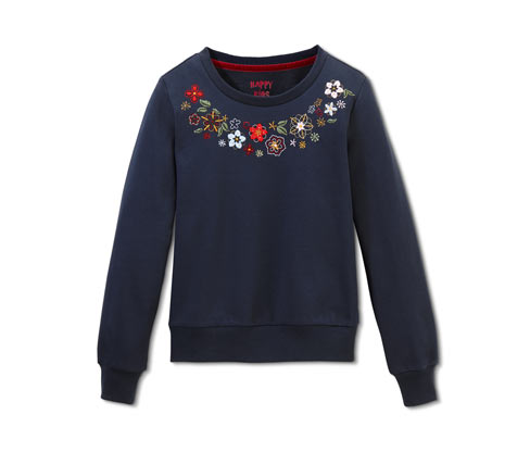 Organik Pamuklu İşlemeli Sweatshirt, Lacivert