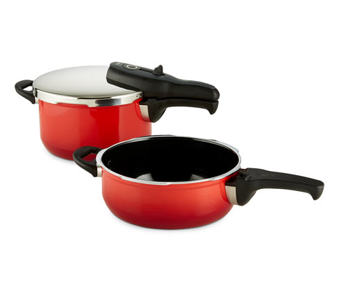 Sicomatic-Schnellkochtopf-Set t-plus Duo, 4,5 l + 3 l, Energy Red
