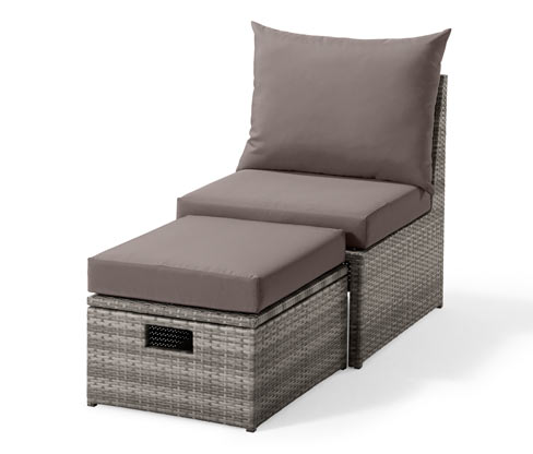 Fauteuil de jardin avec repose-pieds, poly rotin
