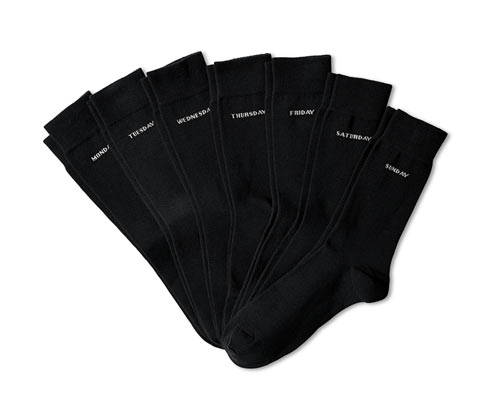 7 Paar Socken mit Wochentagen
