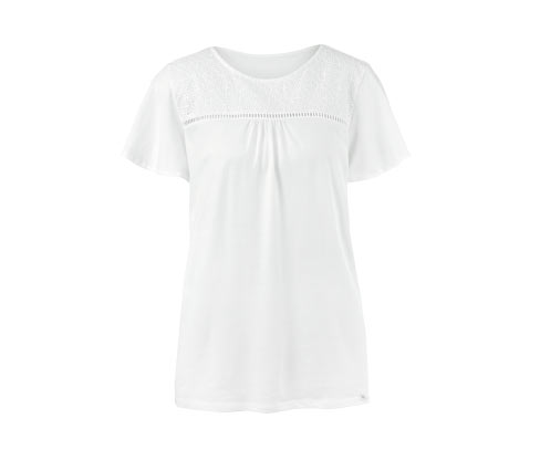 Jerseybluse med hulbroderi