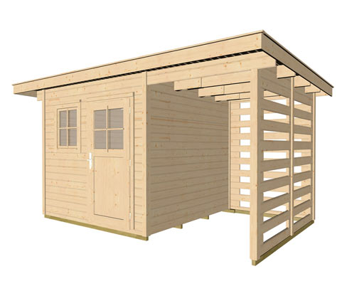 Weka Gartenhaus Mit Flachdach Und Funktionellem Anbau Bei Tchibo