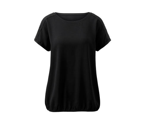 Kortærmet bluse i materialeblanding