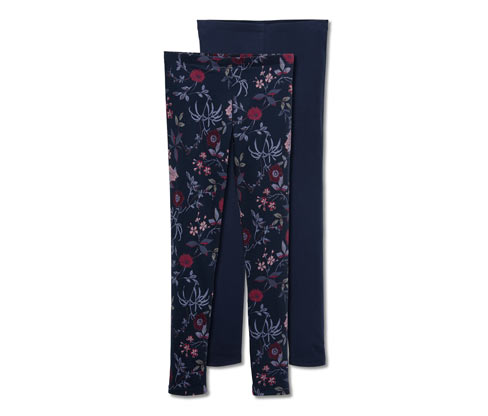 2 lány leggings szettben, sötétkék/virágos
