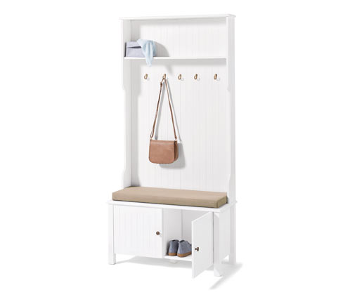 Garderobe mit Sitzbank in Lamellenoptik