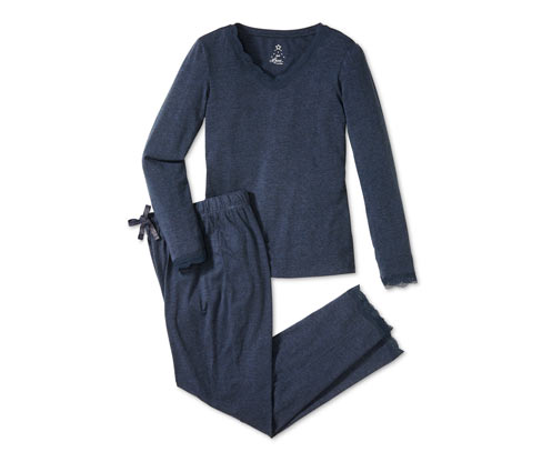 Pyjama mit Spitzenbesatz