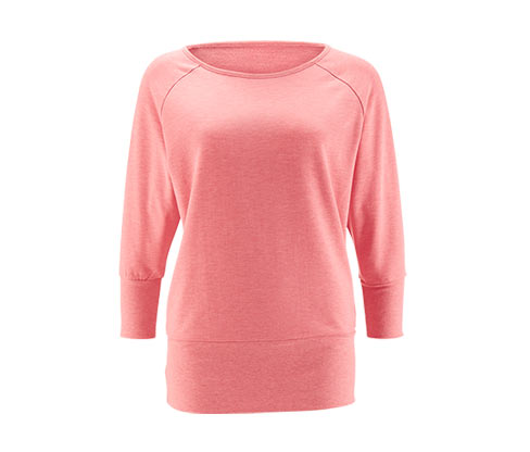 Sweatshirt med flagermusærmer, koral meleret