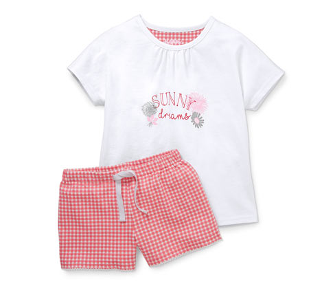 Beyaz Organik Pamuklu Şortlu Pijama Takımı
