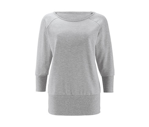 Sweatshirt med flagermusærmer, grå meleret