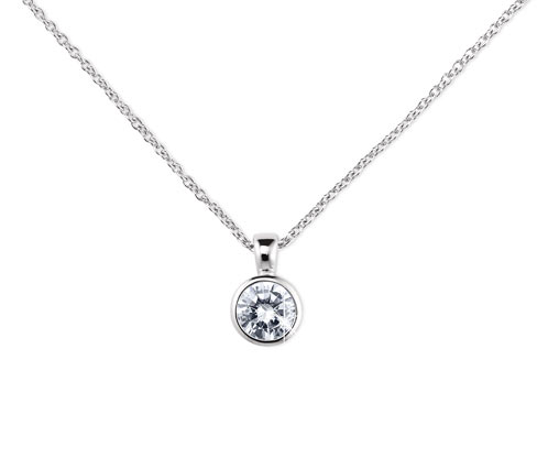 Solitär-Silberkette mit Zirkonia, silberfarben