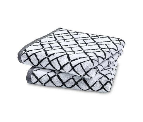 2 Jacquard-Handtücher, Gitter