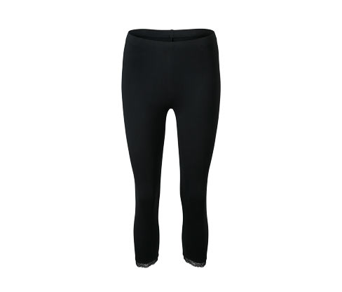 Legginsy o długości 3/4 z ozdobnym koronkowym brzegiem