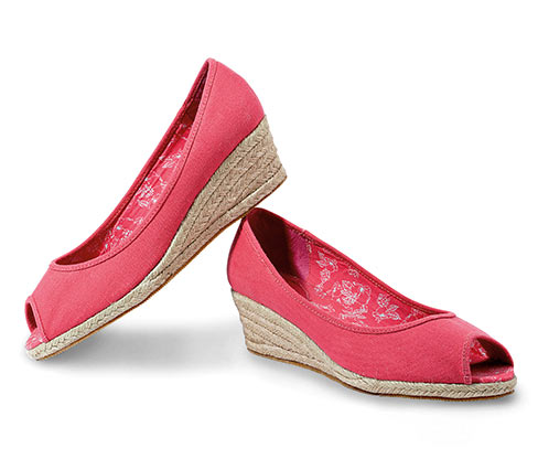 Sandály peep toe, korálové