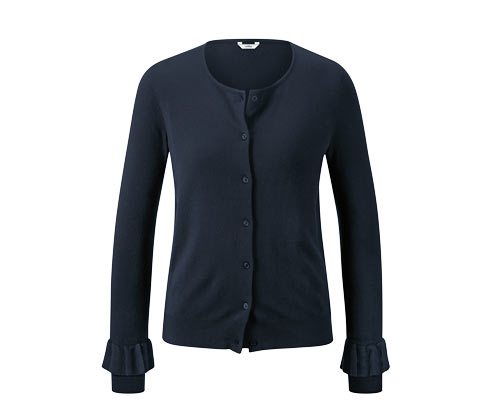 Feinstrickjacke mit Rüschen