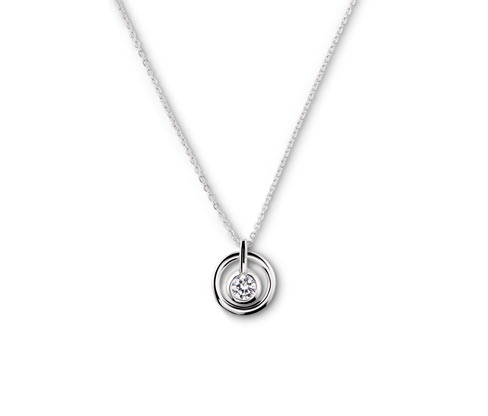 Solitär-Silberkette mit Zirkonia, silberfarben