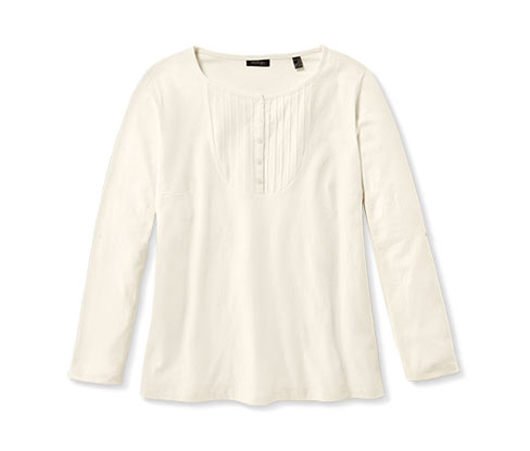 Langarmshirt mit Biesen, offwhite