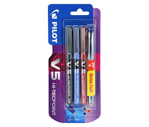 PILOT V5 - Siy-Mav-Kır 3+1 Blister Yeni