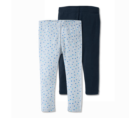 2 kisgyerek leggings szettben, sötétkék/pötty